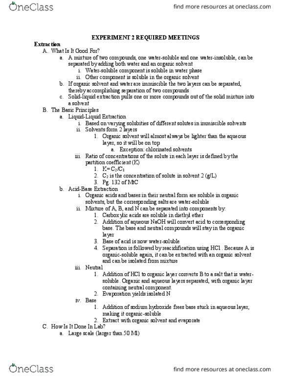 CHM 205 Chapter Notes - Chapter 2: Diethyl Ether, Solvent, Miscibility thumbnail