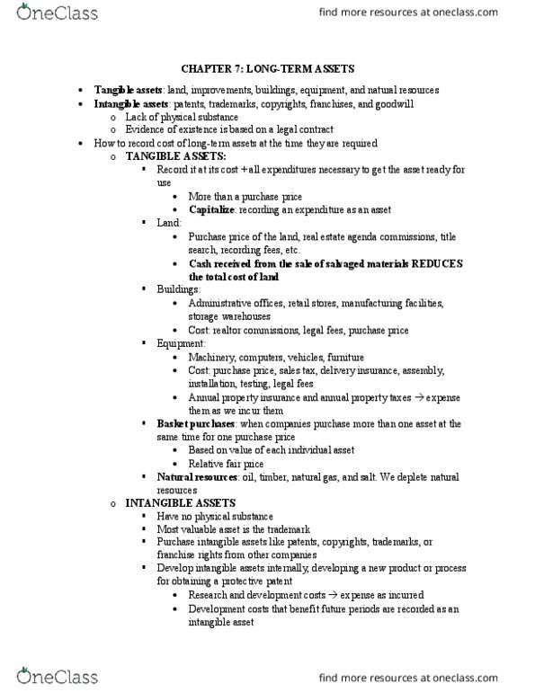 ACC 2101 Chapter Notes - Chapter 7: Intangible Asset, Title Search, Property Insurance thumbnail