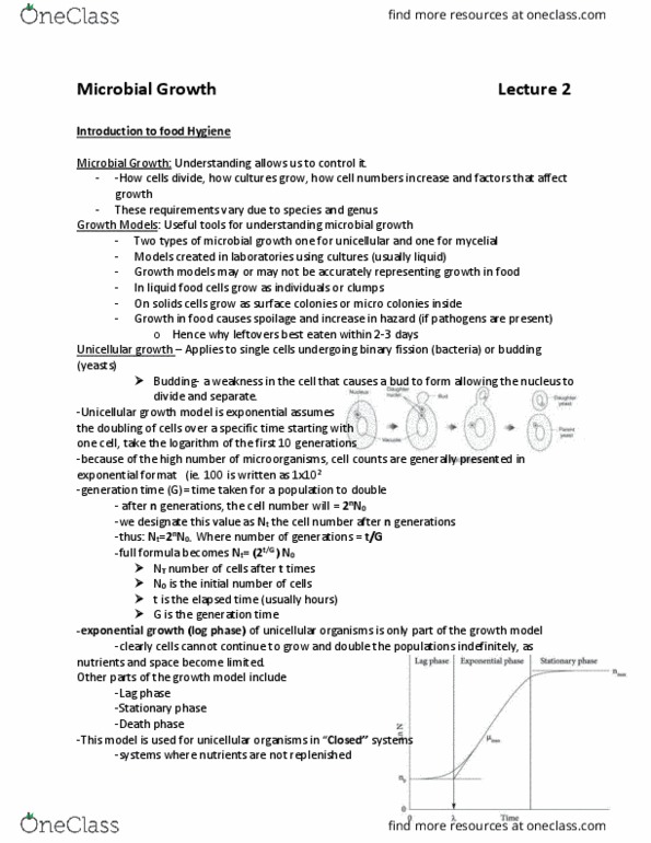 ENH 333 Lecture Notes - Lecture 3: Exponential Growth, Mycelium thumbnail