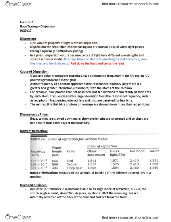 PHYS 131 Lecture Notes - Lecture 6: Diffraction Grating, Refraction, Photon thumbnail