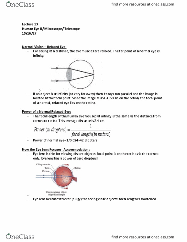 PHYS 131 Lecture Notes - Lecture 13: Dioptre, Virtual Image, Thin Lens thumbnail