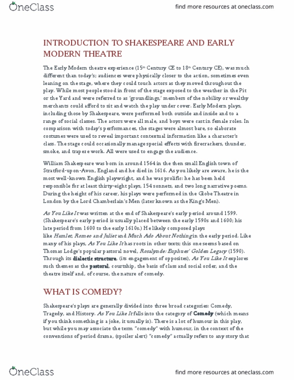ENGL 102W Lecture Notes - Lecture 1: Alazon, Ancient Greek Comedy, Theatre Of Ancient Greece thumbnail