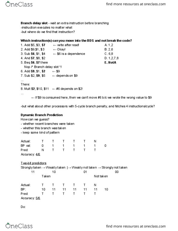 CSE 141 Lecture Notes - Lecture 12: Delay Slot thumbnail