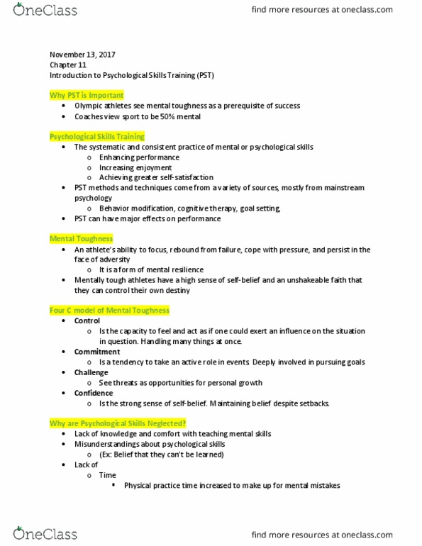 APK-4400 Lecture Notes - Lecture 9: Behavior Modification, Cognitive Therapy, Goal Setting thumbnail