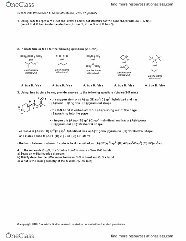 CHEM 233 Lecture Notes - Lecture 1: Trigonal Pyramidal Molecular Geometry, Chemical Polarity, Structural Formula thumbnail