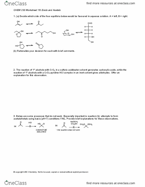 CHEM 233 Lecture Notes - Lecture 2: Methanol, Stereoisomerism, Hydrolysis thumbnail
