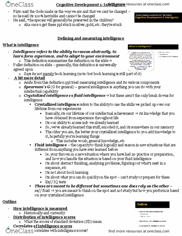 PSYCH 2AA3 Lecture Notes - Lecture 3: Fluid And Crystallized Intelligence, Intelligence Quotient, Transhumanism thumbnail