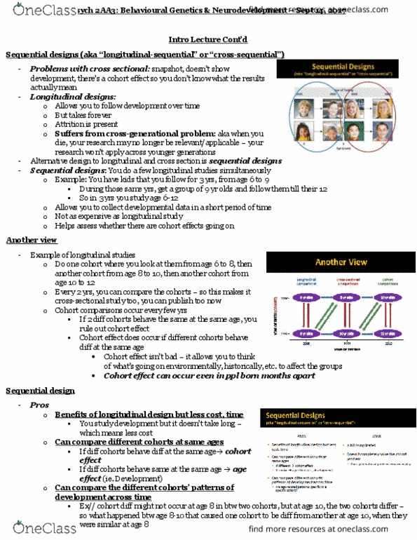 PSYCH 2AA3 Lecture Notes - Lecture 2: Longitudinal Study, Behavioural Genetics, Psych thumbnail