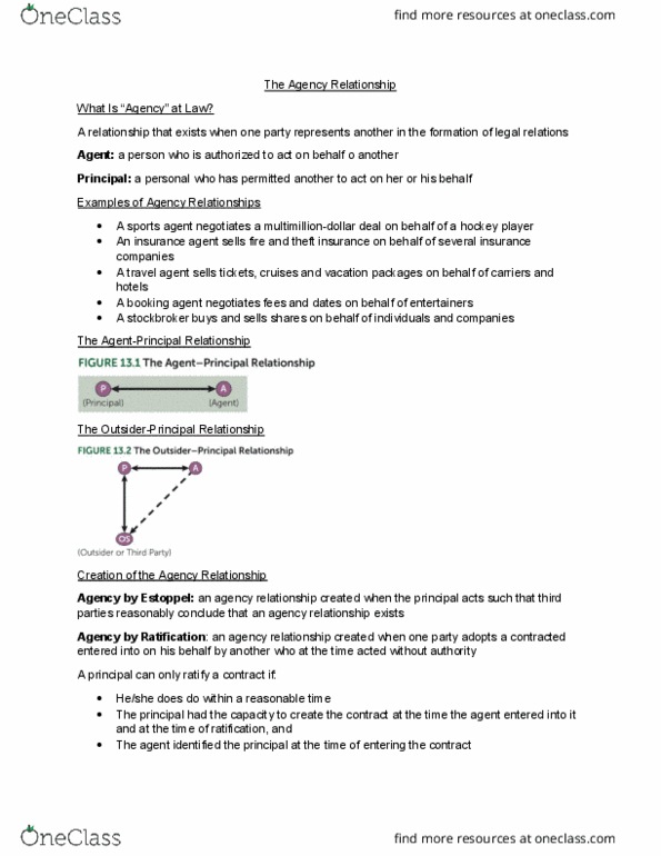 MCS 3040 Chapter Notes - Chapter 13: Sports Agent, Estoppel, Fiduciary thumbnail