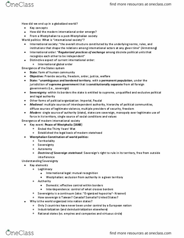 POLI 3Q97 Lecture Notes - Lecture 2: Virtuous Circle And Vicious Circle, Deindustrialization, United States Of Europe thumbnail