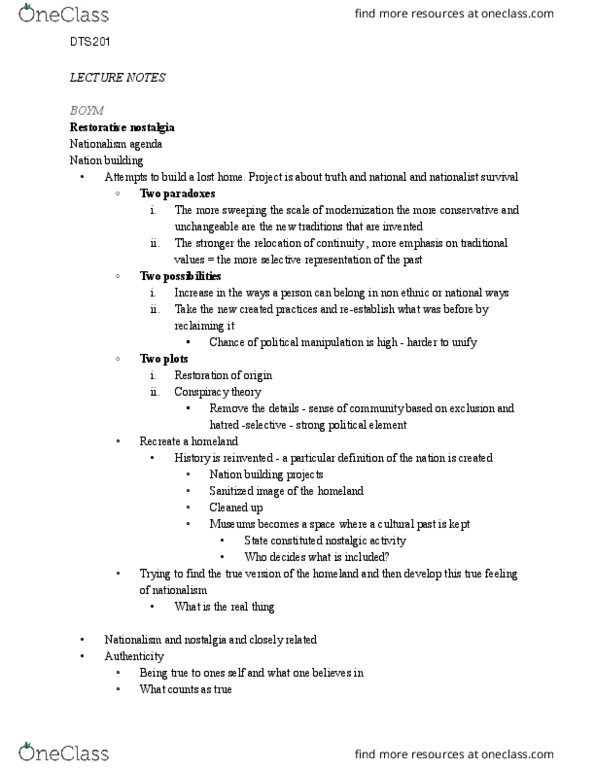 DTS201H5 Lecture Notes - Lecture 10: Conspiracy Theory, Jeffrey Rowland thumbnail