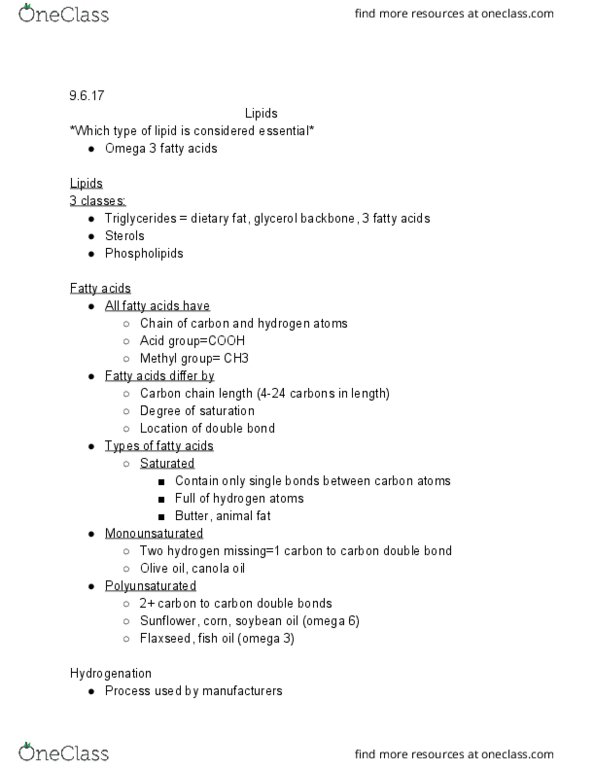 NSC 310 Lecture Notes - Lecture 4: Canola, Olive Oil, Fish Oil thumbnail