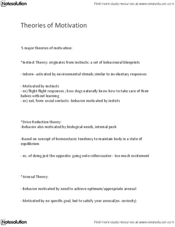 PSYC 1115 Lecture Notes - Abraham Maslow, Incentive Salience, Homeostasis thumbnail
