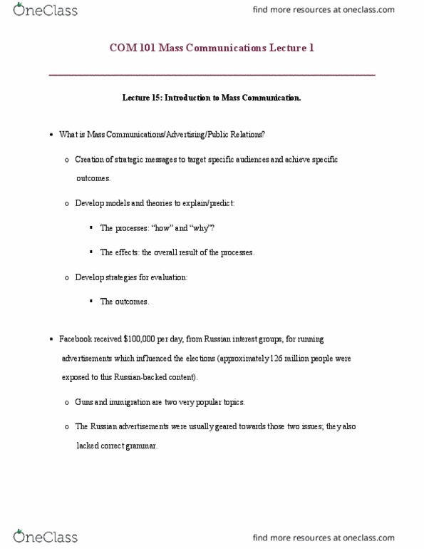 COM CO 101 Lecture Notes - Lecture 15: Political Journalism, Stress Management, Organizational Communication thumbnail