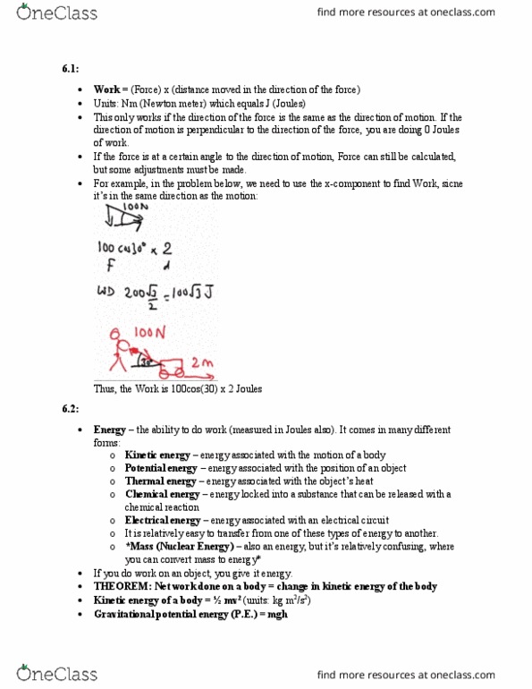 PHY 2020 Lecture Notes - Lecture 6: Gravitational Energy, Kinetic Energy, Thermal Energy thumbnail