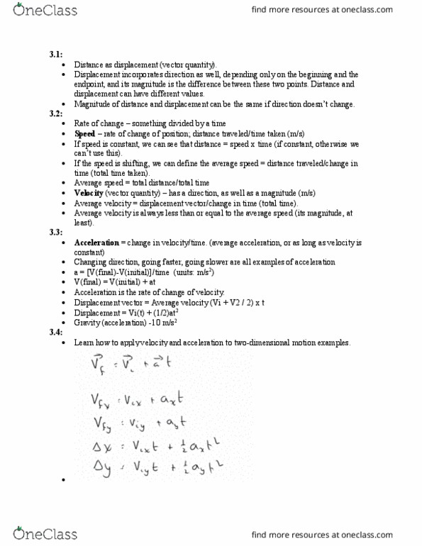 PHY 2020 Lecture Notes - Lecture 3: Projectile Motion thumbnail