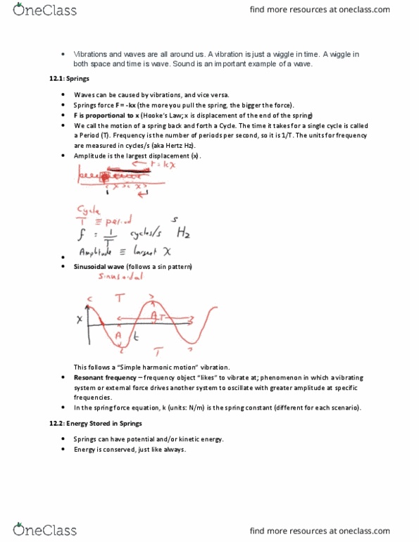 PHY 2020 Lecture Notes - Lecture 12: Wind Instrument, 30 Foot Fall, Sine Wave thumbnail