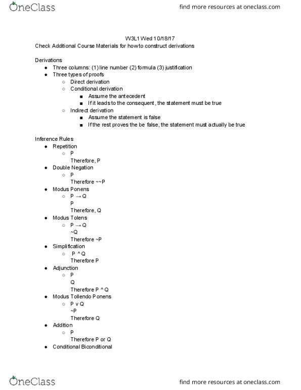 PHILOS 31 Lecture Notes - Lecture 5: Disjunctive Syllogism, Modus Ponens thumbnail