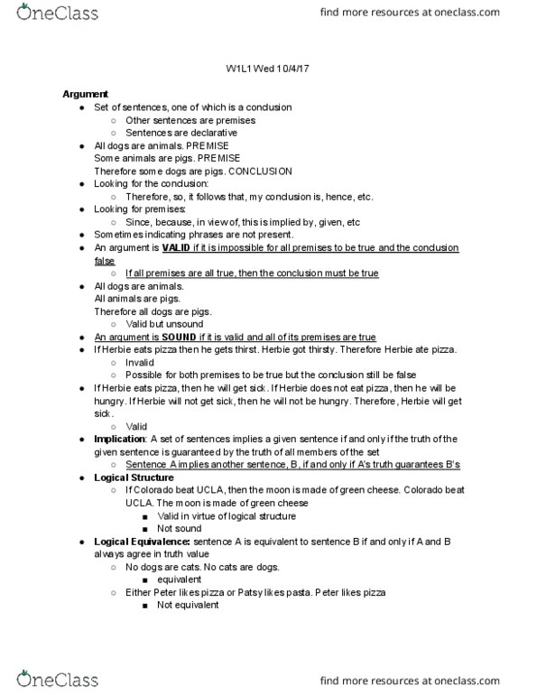 PHILOS 31 Lecture Notes - Lecture 1: Green Cheese, Metalanguage, Atomic Sentence thumbnail