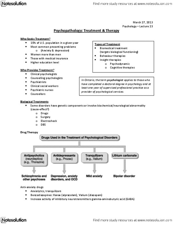PSYC 2510 Lecture Notes - Therapeutic Relationship, Consumer Reports, Health Professional thumbnail
