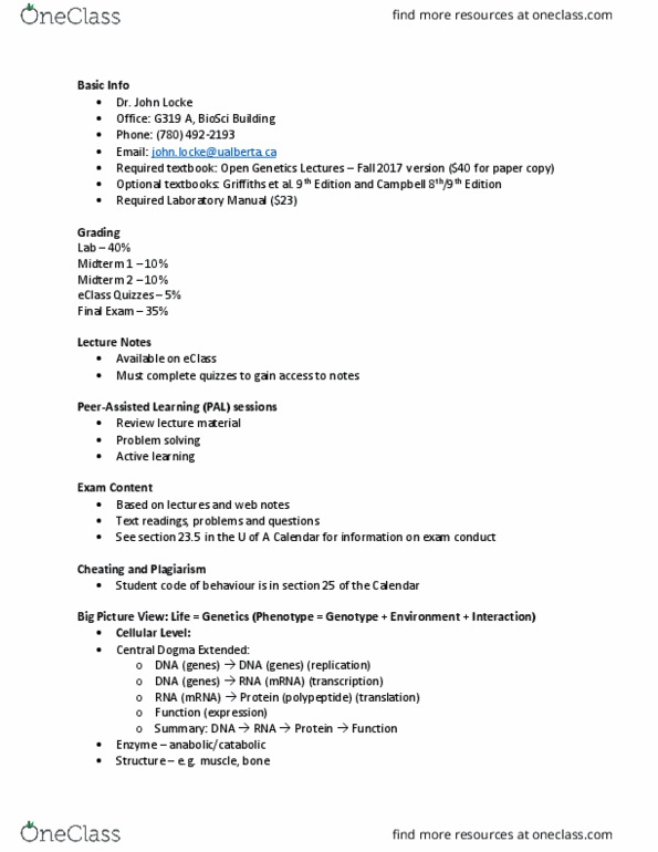 BIOL207 Lecture Notes - Lecture 1: Problem Solving, Peptide, Enzyme thumbnail