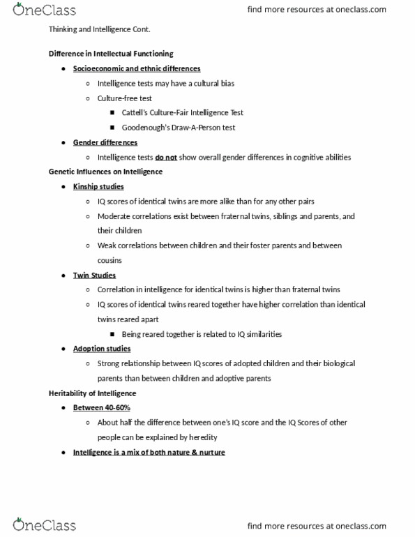 PSY 150A1 Lecture Notes - Lecture 18: Twin, Heredity, Heritability thumbnail