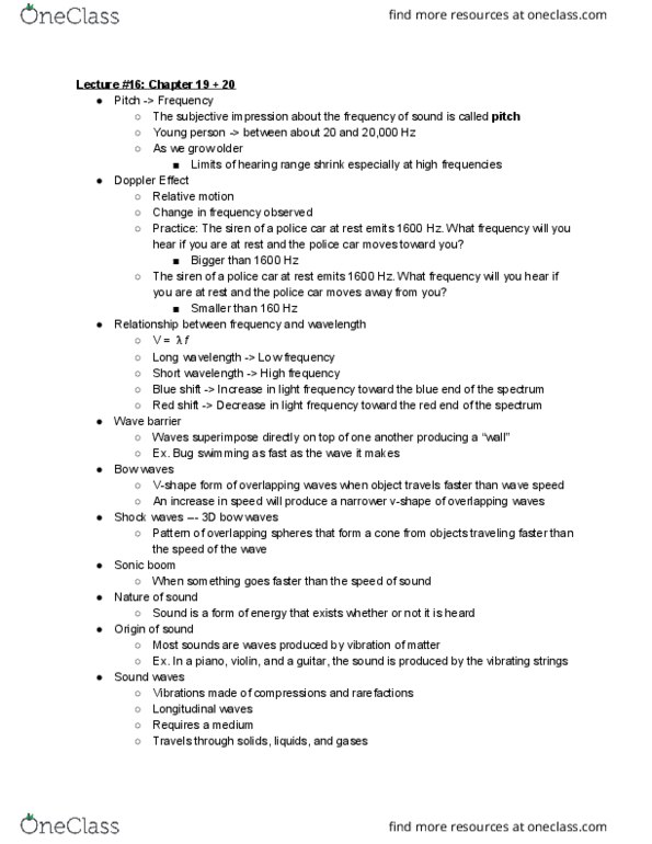 PHYS 121 Lecture Notes - Lecture 16: Sonic Boom, Blueshift, Redshift thumbnail