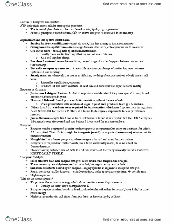 PHSL 310 Lecture Notes - Lecture 5: Atp Hydrolysis, Covalent Bond, Myoglobin thumbnail