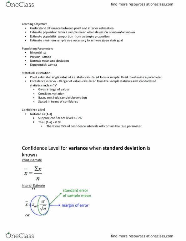 EC255 Chapter Notes - Chapter 8: Confidence Interval, Standard Deviation thumbnail