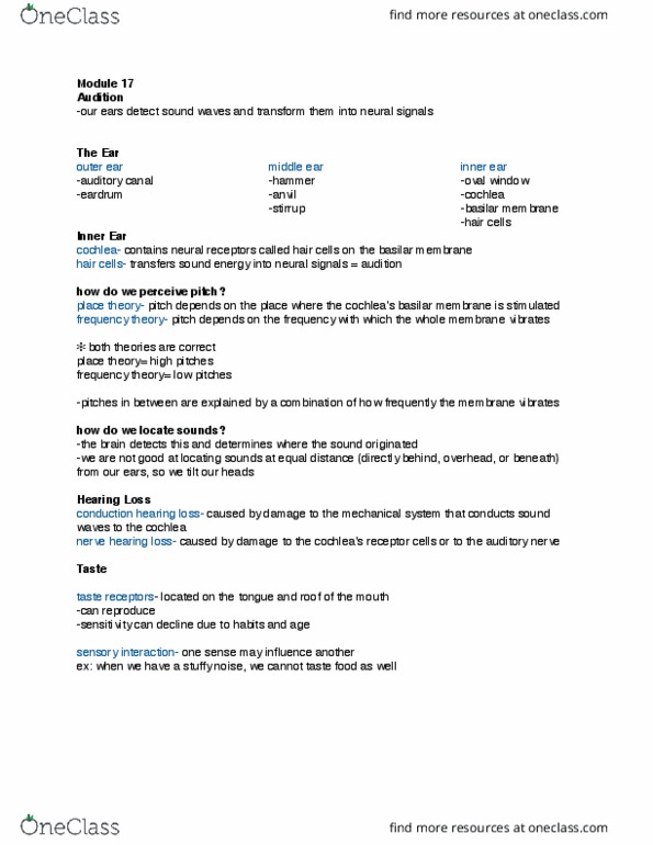 3750:100 Lecture Notes - Lecture 8: Basilar Membrane, Oval Window, Middle Ear thumbnail