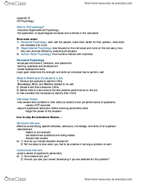 3750:100 Lecture Notes - Lecture 13: Industrial And Organizational Psychology, Job Analysis, Job Performance thumbnail