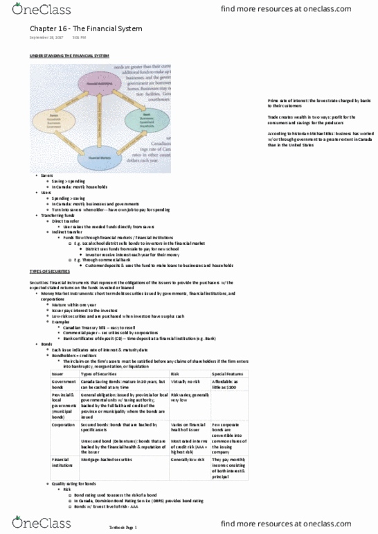 RSM100Y1 Chapter Notes - Chapter 16: Dbrs, Michael Bliss, Corporate Bond thumbnail