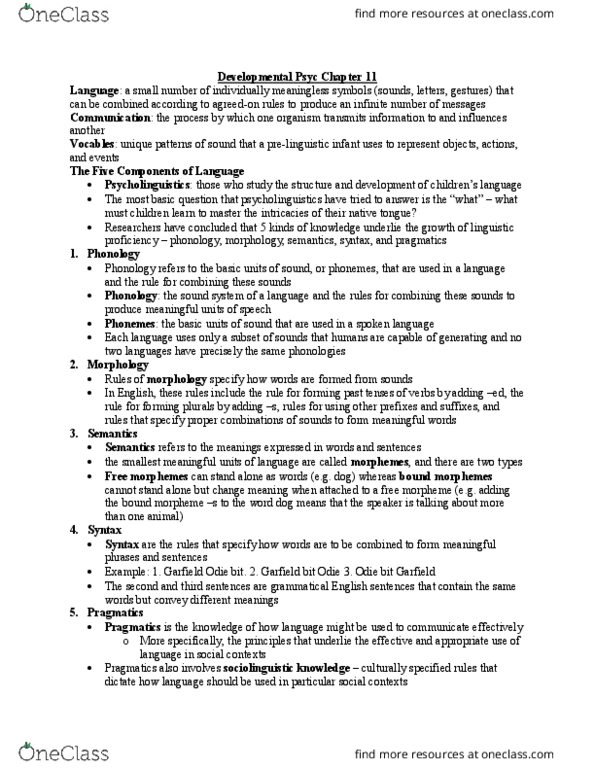 PSYC 2450 Chapter Notes - Chapter 11: Language Acquisition Device, Noam Chomsky, Language Development thumbnail