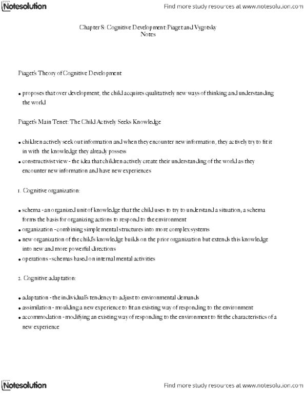 PSY210H5 Chapter Notes - Chapter 8: Inductive Reasoning, Egocentrism, Object Permanence thumbnail