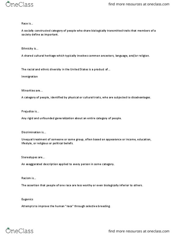 SYG 2000 Lecture Notes - Lecture 14: Brain Size, Arab Americans thumbnail