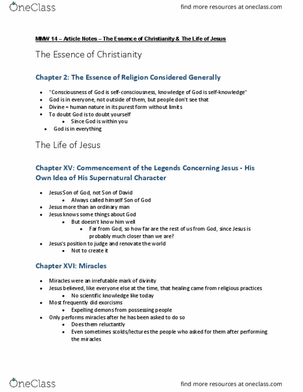 MMW 14 Chapter Article Notes: The Essence of Christianity & The Life of Jesus thumbnail