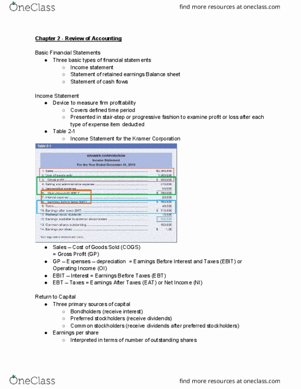 BUS 320 Lecture Notes - Lecture 2: Retained Earnings, Balance Sheet, Income Statement thumbnail