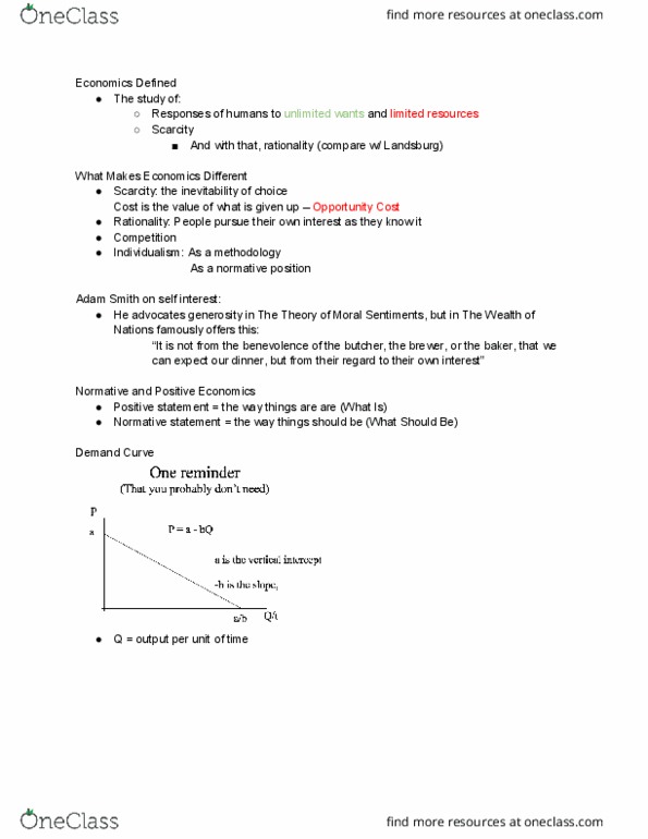 EC 301 Lecture Notes - Lecture 1: Positive Statement, Opportunity Cost, Rationality thumbnail