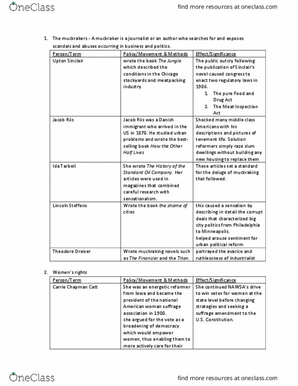 POS-1041 Lecture Notes - Lecture 14: Elizabeth Cady Stanton, Carrie Chapman Catt, Federal Meat Inspection Act thumbnail