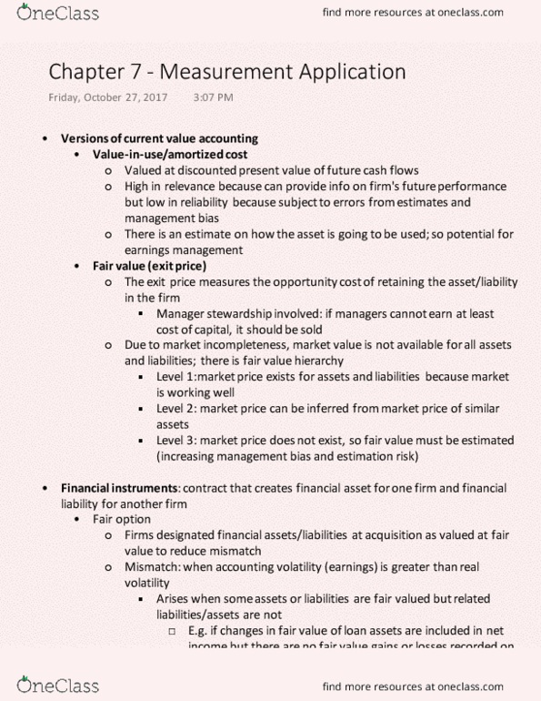 COMMERCE 4AF3 Chapter Notes - Chapter 7: Historical Cost, Cash Flow Hedge, Financial Instrument thumbnail