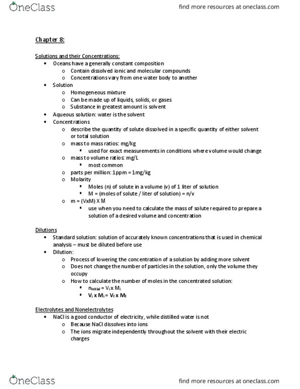 CHEM 1211 Lecture Notes - Lecture 11: Strong Electrolyte, Aqueous Solution, Electrical Network thumbnail