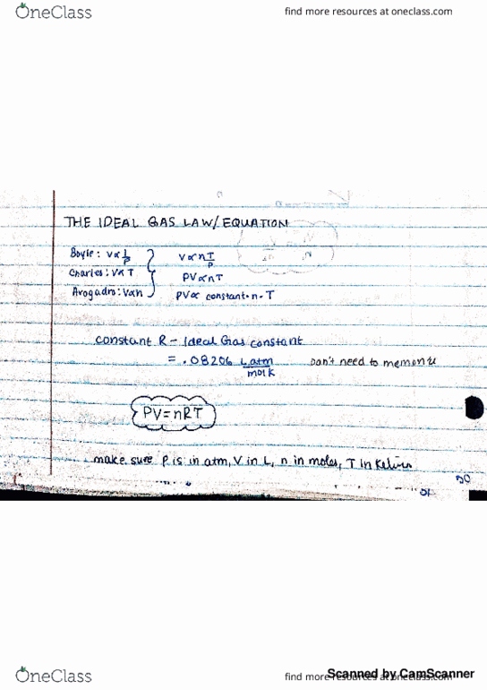 CHEM 1031 Lecture 14: Lecture 14 - Ideal Gas Law thumbnail