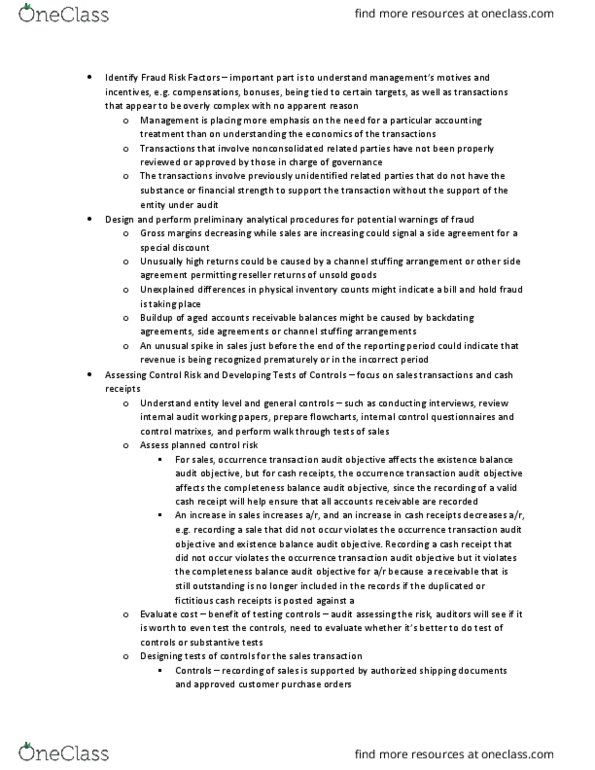 BU477 Lecture Notes - Lecture 23: Audit Risk, Purchase Order, Accounts Receivable thumbnail