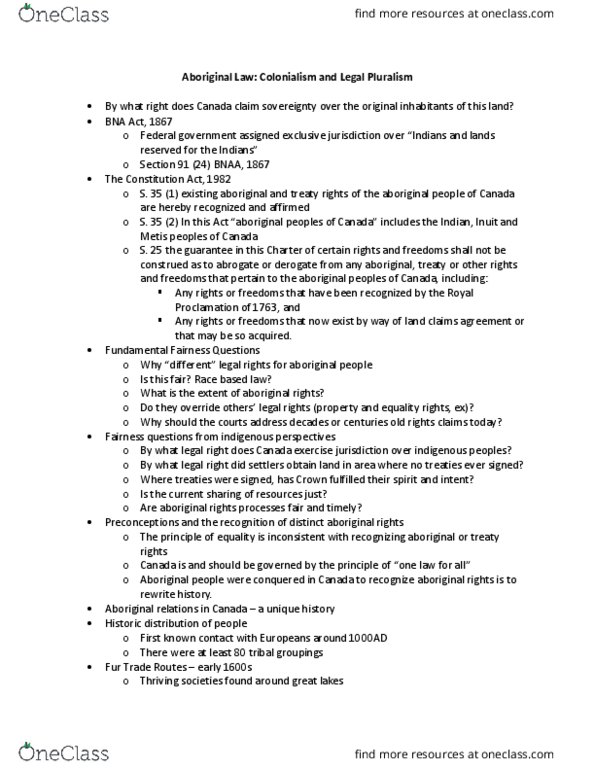 Law 2101 Lecture Notes - Lecture 17: Two Row Wampum Treaty, Wampum, Egalitarianism thumbnail