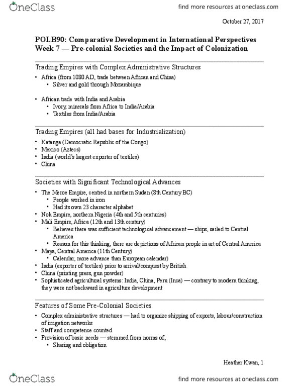 POLB90H3 Lecture Notes - Lecture 7: Indirect Rule, Frantz Fanon, Military Technology thumbnail