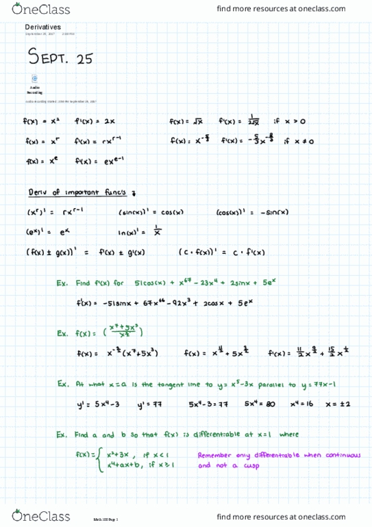 MATH 100 Lecture 4: Derivatives thumbnail