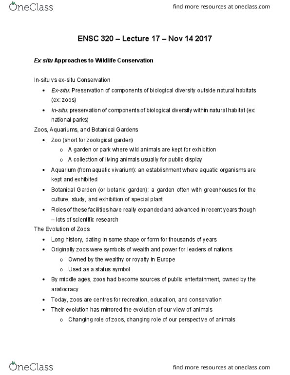 ENSC 320 Lecture Notes - Lecture 17: Vivarium, Insitu, Middle Ages thumbnail