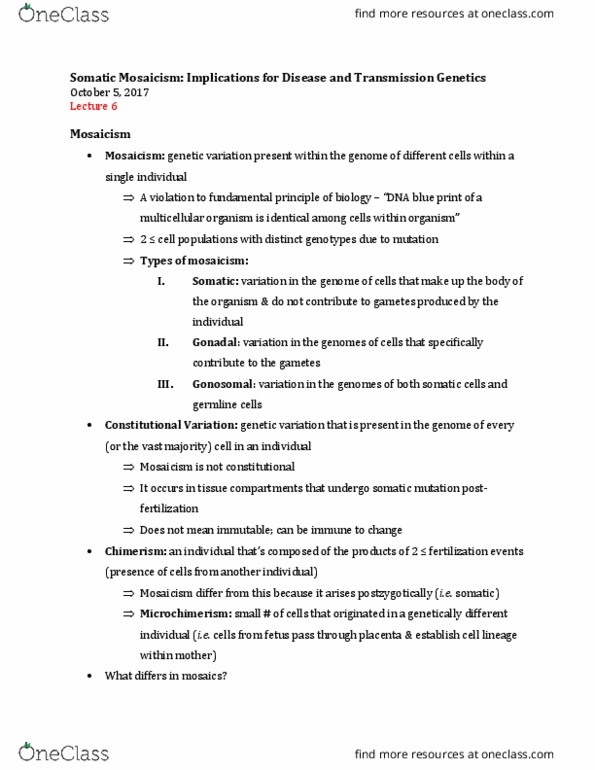 Biology 3592A Lecture Notes - Lecture 6: Comparative Genomic Hybridization, Sanger Sequencing, Mutation thumbnail