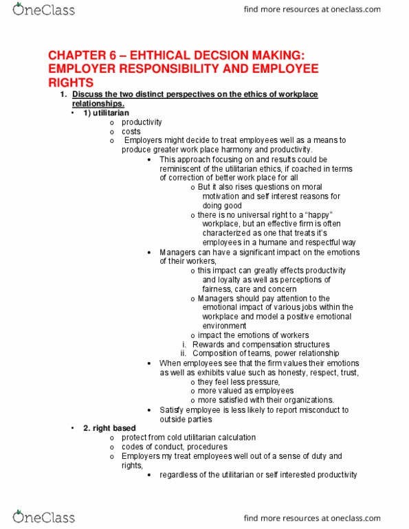 BUS 223 Lecture Notes - Lecture 6: Due Process, Absenteeism, Living Wage thumbnail