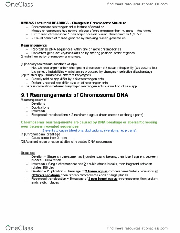 HMB265H1 Chapter Notes - Chapter 18: Homologous Chromosome, Transposable Element, Karyotype thumbnail